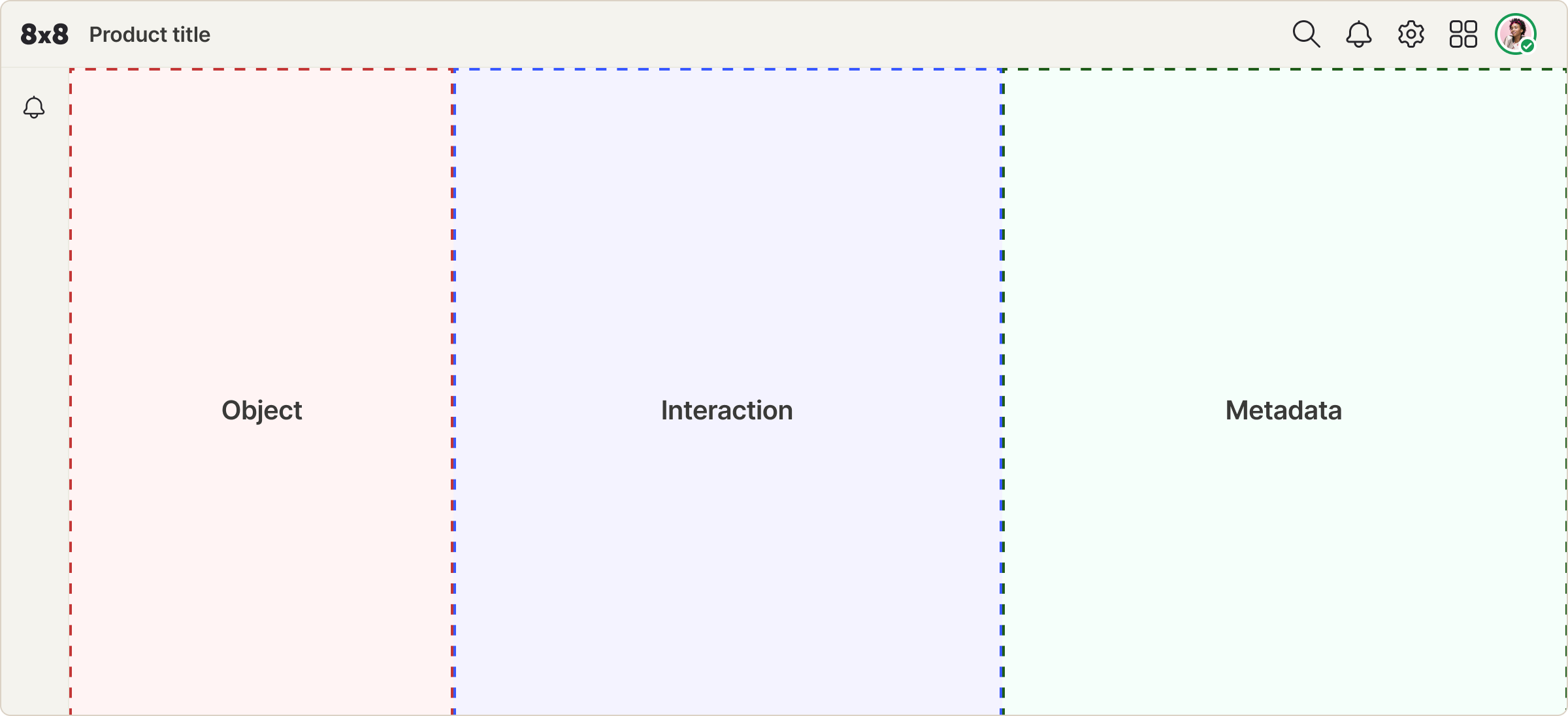 The meta data panel lives in the right-hand side of the UI and takes up just under half the size of the window. The UI is on a flexible grid so integrations should change width depending on the users screen size.