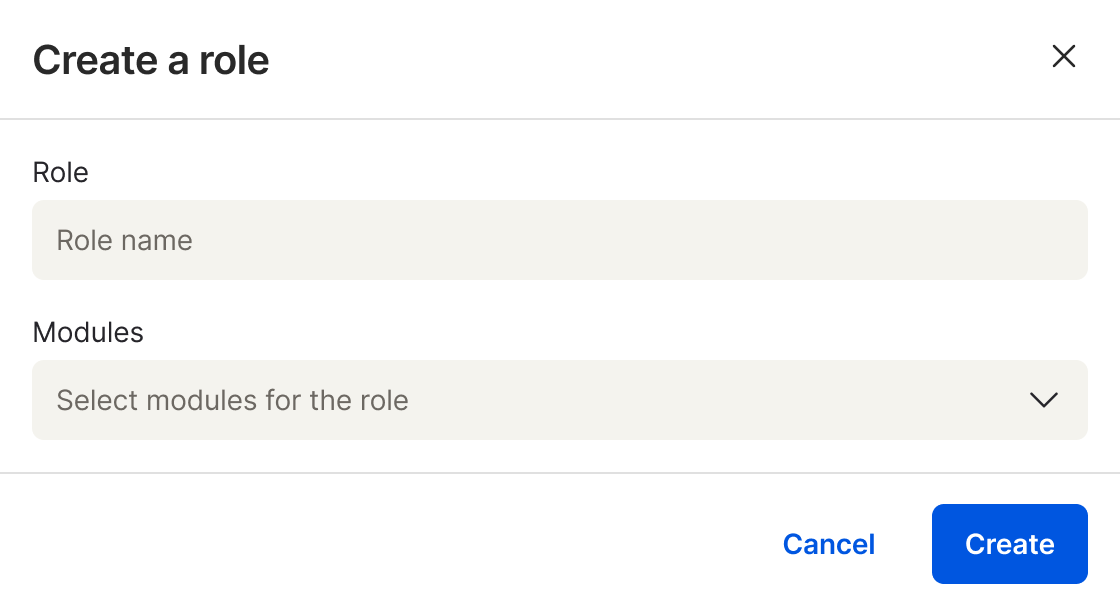 Manage roles - Create a role Empty state