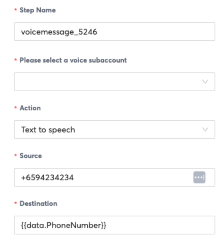 Example of required propertiesfor all actions