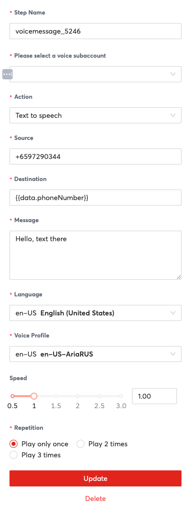 Example of Step Propertie