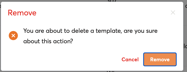 Delete Template Dialog Delete Template Dialog