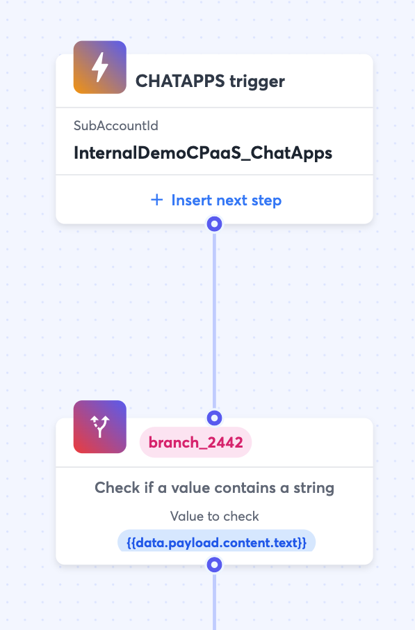 Inbound Chat Apps as part of a workflow