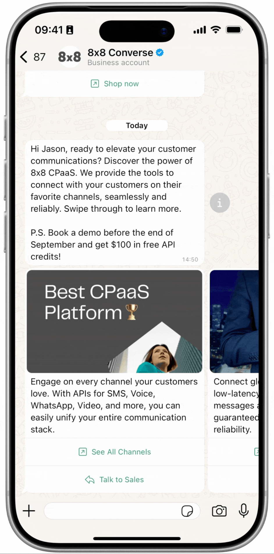 WhatsApp Carousel Template Example