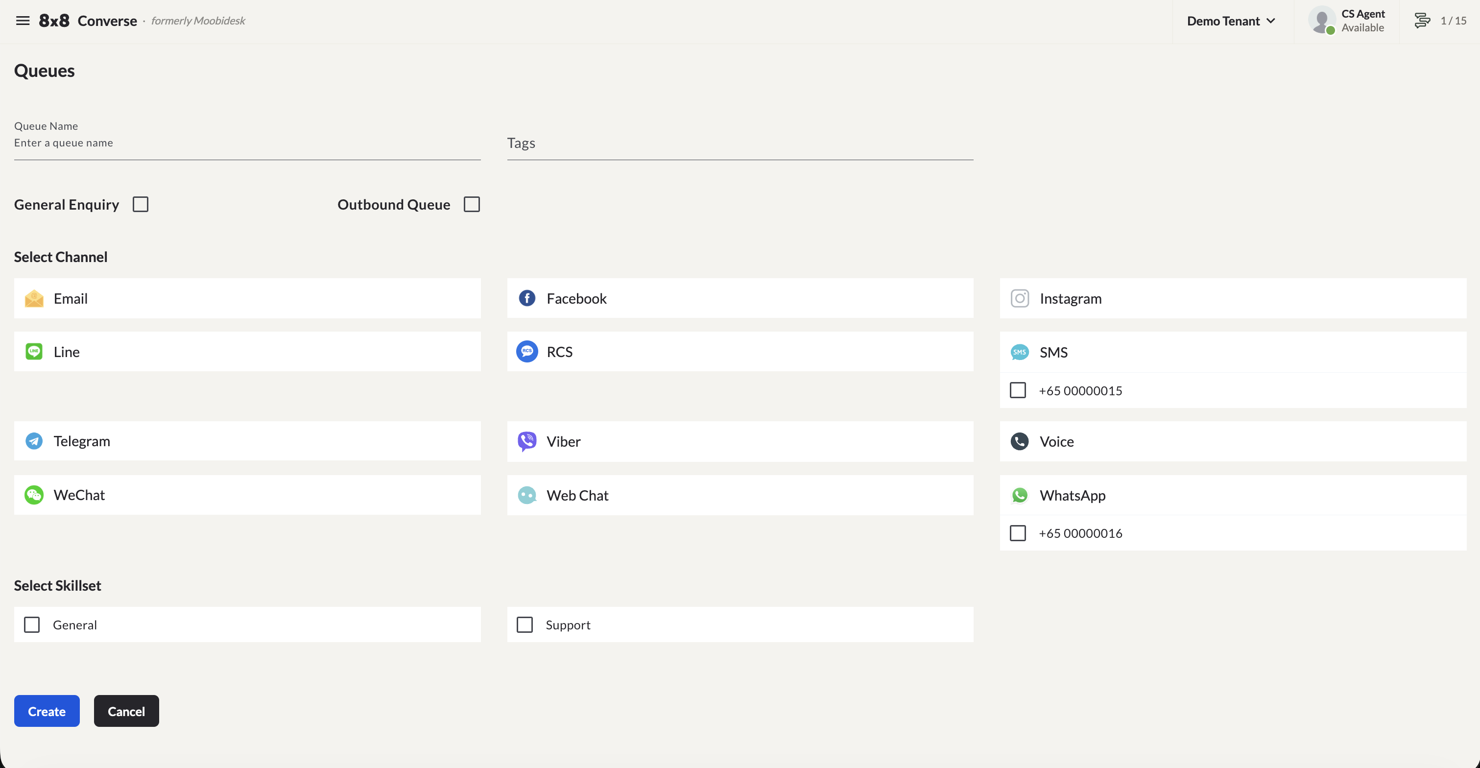 Add Queue form