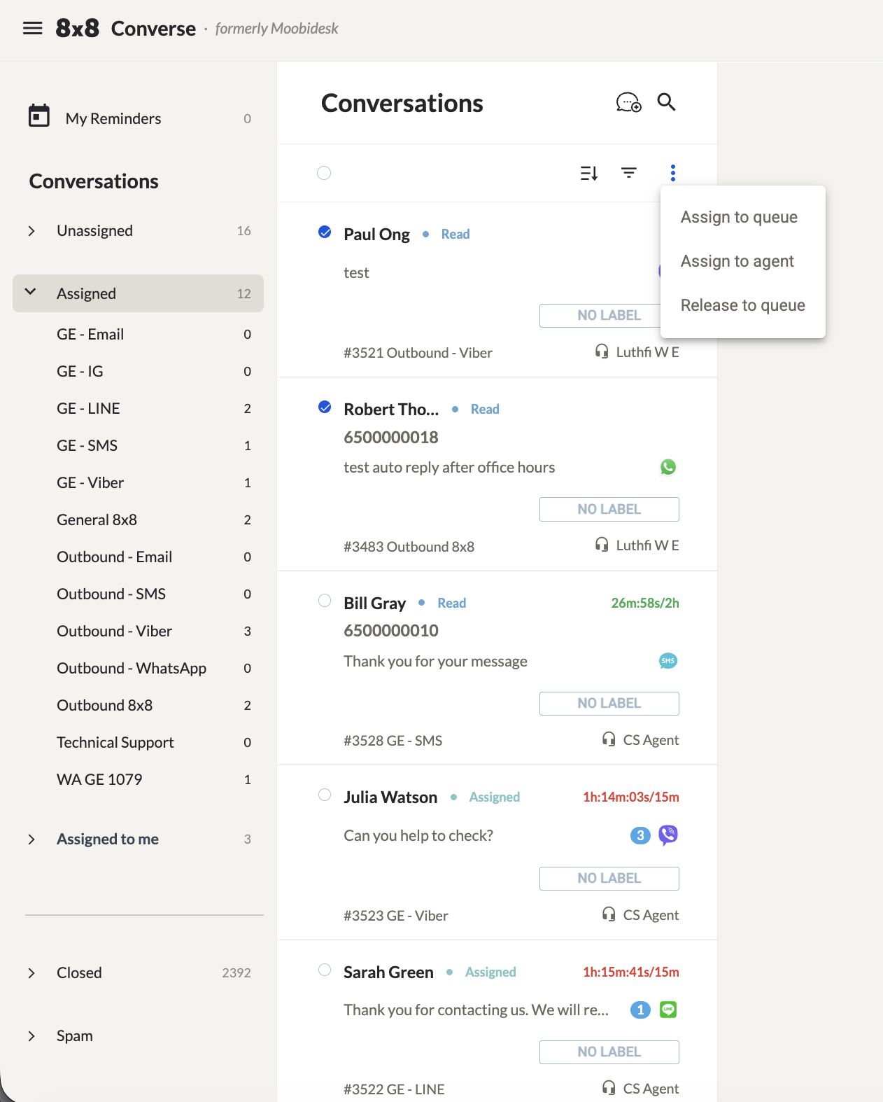 Bulk assign / release