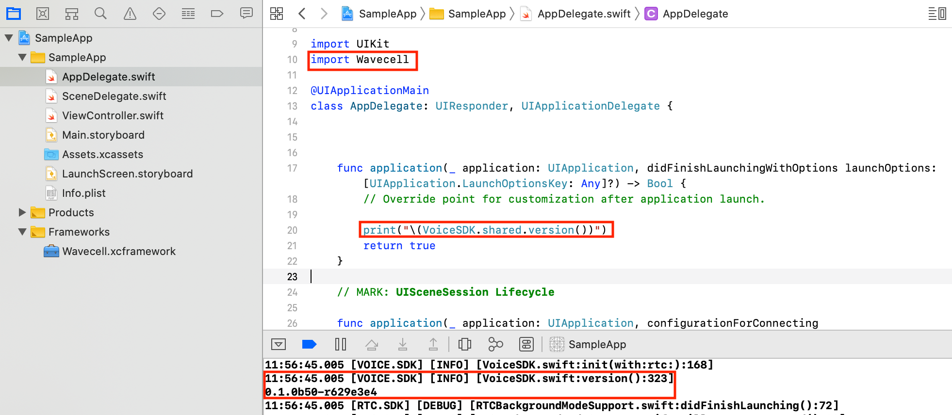 print-wavecell-sdk-version-from-xcode-project.png wavecell sdk version from xcode project