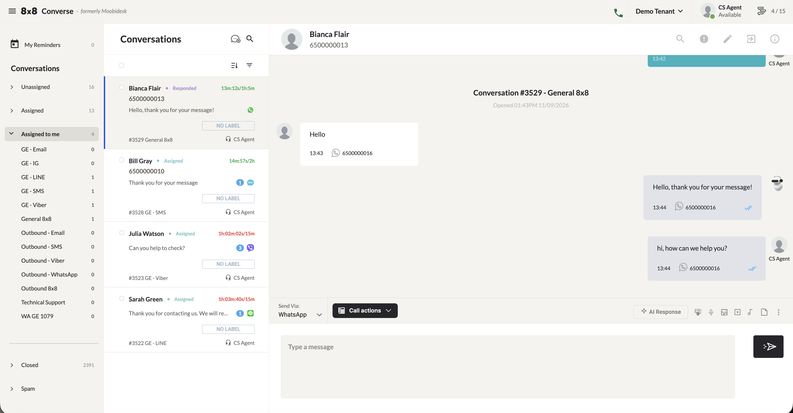 Conversations page