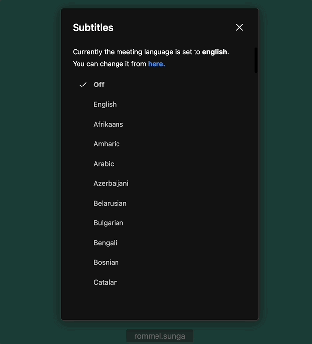 jaas subtitle languages