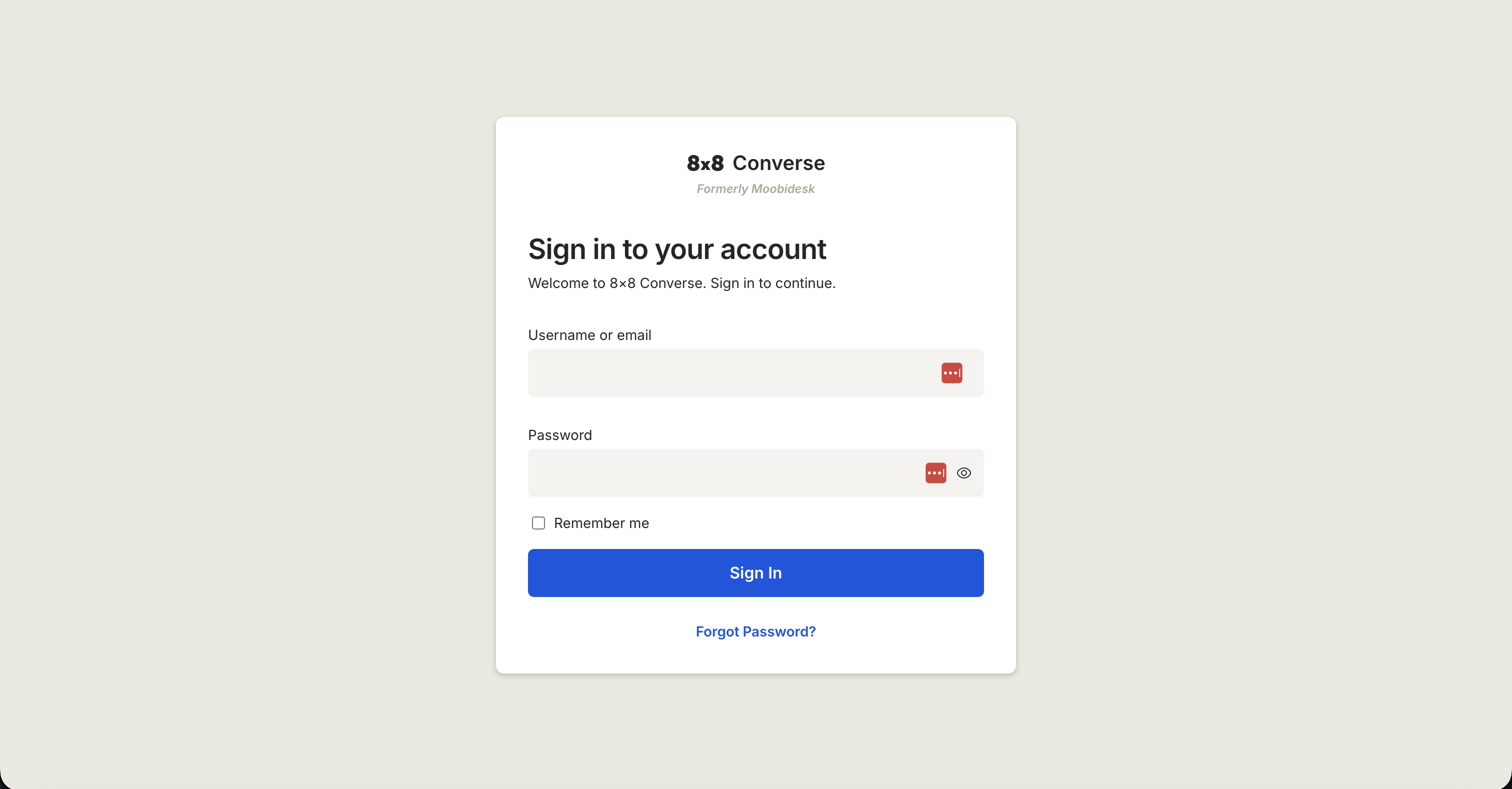 Login page