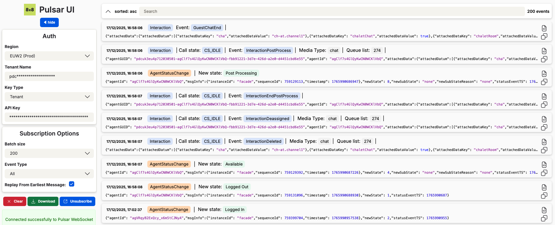 Pulsar UI - Events Streaming