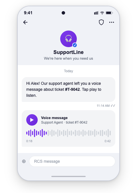 Audio and text message example