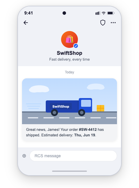 Image and text message example