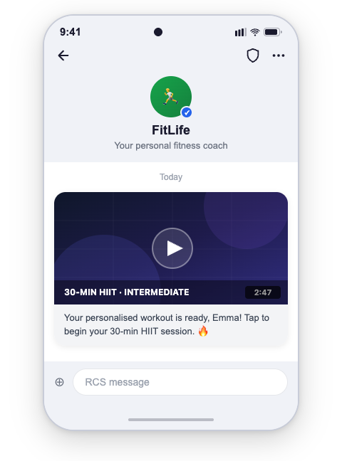 Video and text message example