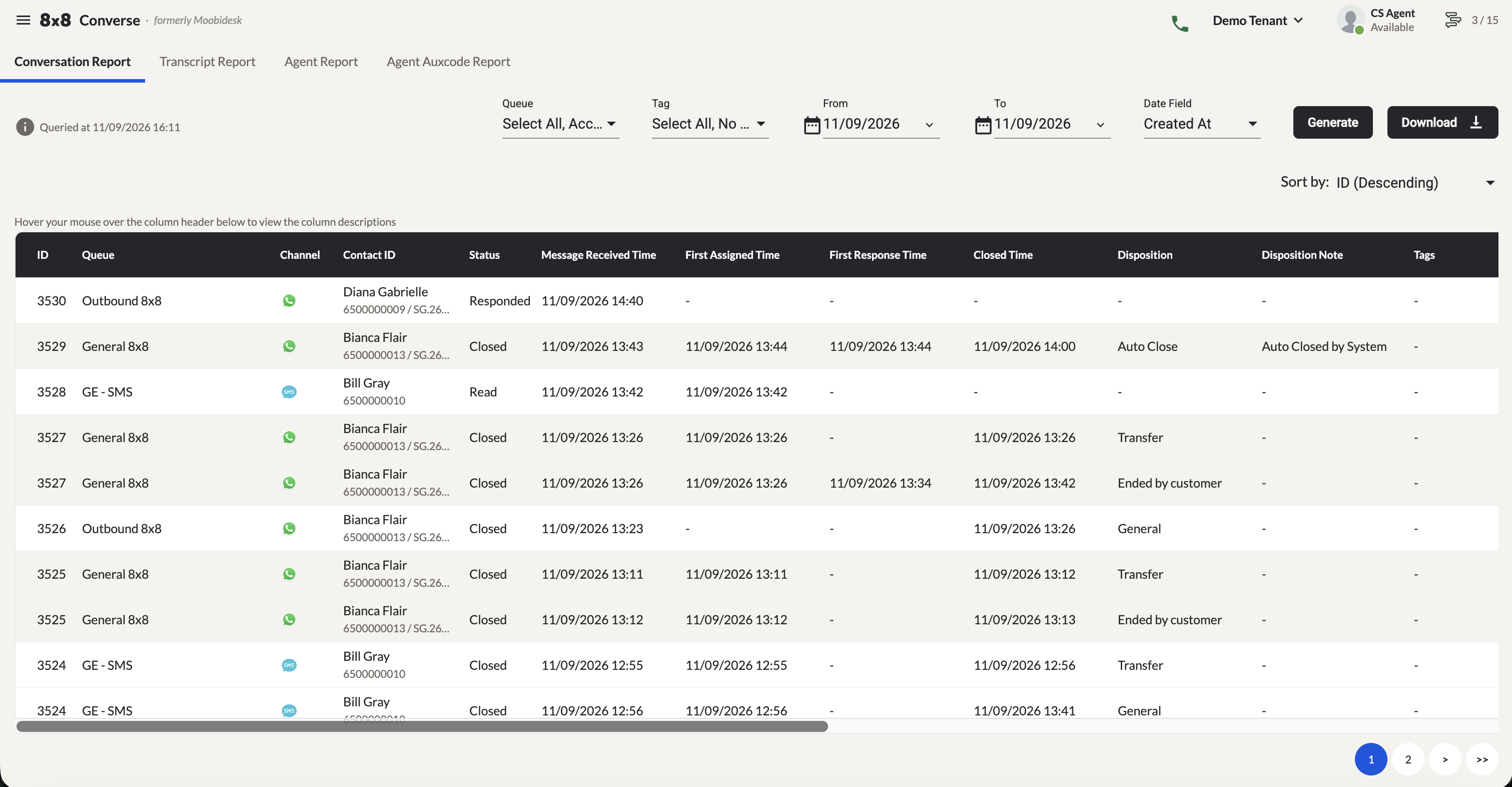Reports page