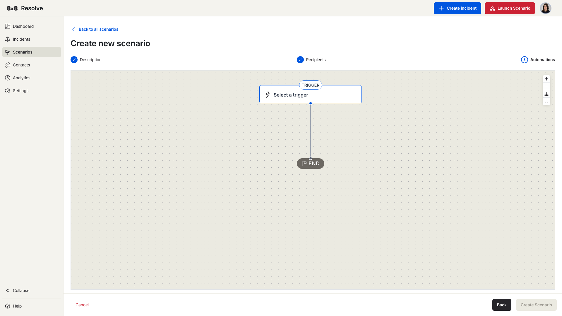 Create scenario — Step 3: Automations template picker
