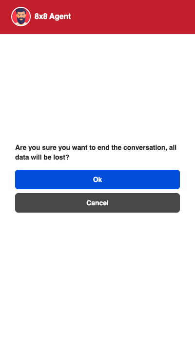 End conversation dialog with primary Ok and secondary Cancel buttons