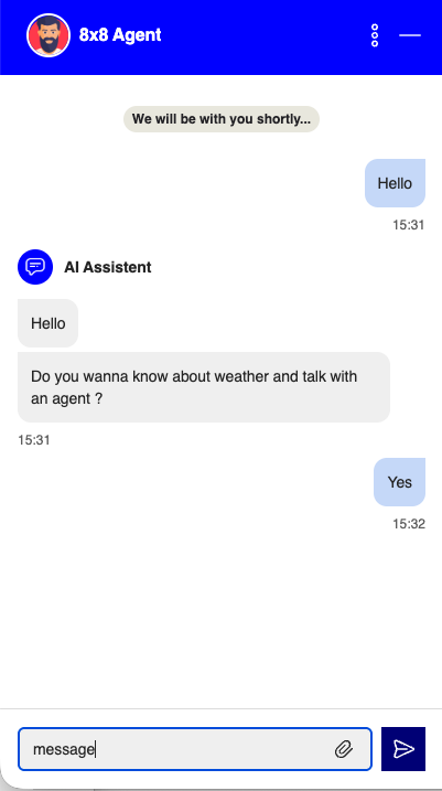 Chat window with the custom theme applied
